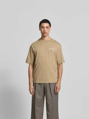 t-shirt o kroju relaxed fit z czystej bawełny ANNARR Beżowy
