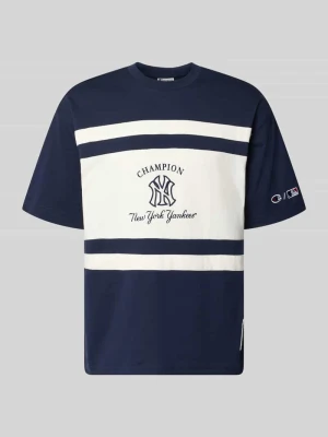 T-shirt o kroju relaxed fit z czystej bawełny Champion Granatowy