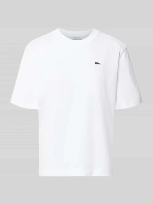 t-shirt o kroju relaxed fit z czystej bawełny Lacoste Biały