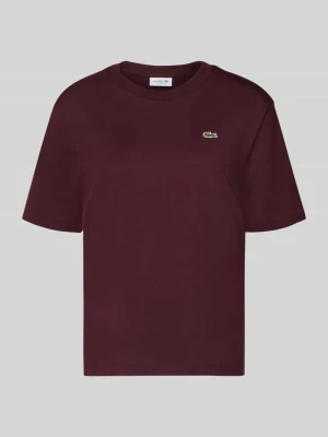 t-shirt o kroju relaxed fit z czystej bawełny Lacoste Bordowy
