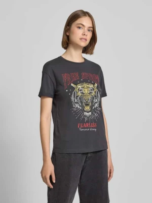 T-shirt o kroju relaxed fit z czystej bawełny model ‘Brandy’ Noisy May