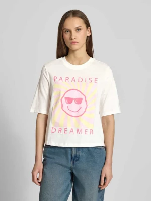 Koszulka T-shirt o kroju relaxed fit z czystej bawełny model 'CARTTY' Only Złamany biały