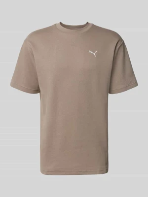 t-shirt o kroju relaxed fit z czystej bawełny model 'ESS ELEVATED' Puma Błotnisty