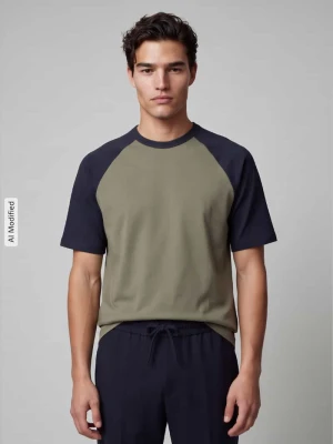 t-shirt o kroju relaxed fit z czystej bawełny model 'HEATON' Only & Sons Oliwkowy