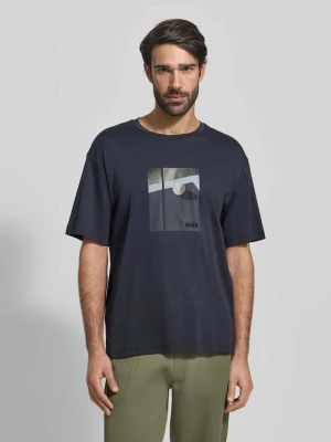 T-shirt o kroju relaxed fit z czystej bawełny model ‘JOIN’ Boss Ciemnoniebieski