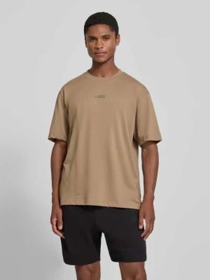 t-shirt o kroju relaxed fit z czystej bawełny model 'TEE 10' Boss Beżowy