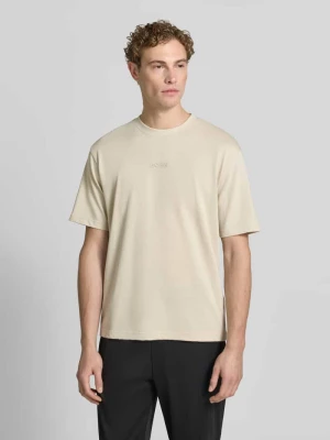 t-shirt o kroju relaxed fit z czystej bawełny model 'TEE 10' Boss Piaskowy