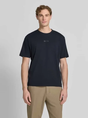 t-shirt o kroju relaxed fit z czystej bawełny model 'TEE 10' Boss Ciemnoniebieski