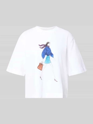 T-shirt o kroju relaxed fit z czystej bawełny Rich & Royal Biały
