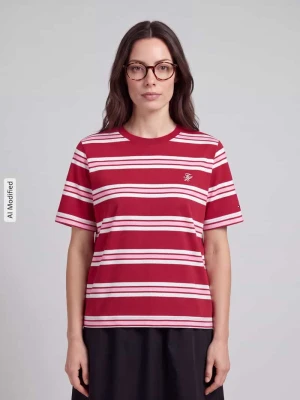 t-shirt o kroju relaxed fit z czystej bawełny Tommy Hilfiger Bordowy