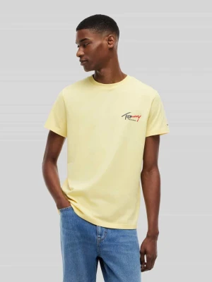 T-shirt o kroju slim fit z czystej bawełny Tommy Jeans Żółty