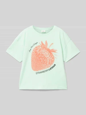T-shirt o kroju relaxed fit z czystej bawełny z nadrukiem z przodu s.Oliver RED LABEL