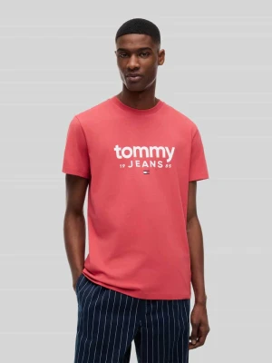 t-shirt o kroju relaxed fit z czystej bawełny z napisem z logo Tommy Jeans Czerwony