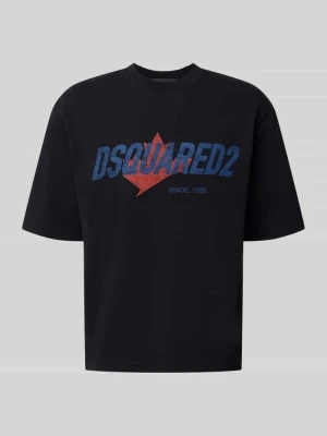 T-shirt o kroju relaxed fit z czystej bawełny z prążkowaną lamówką Dsquared2 Ready To Wear Czarny