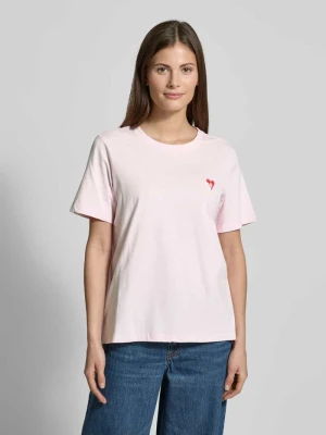 T-shirt o kroju relaxed fit z czystej bawełny z wyhaftowanym sercem s.Oliver RED LABEL
