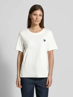 T-shirt o kroju relaxed fit z czystej bawełny z wyhaftowanym sercem s.Oliver RED LABEL