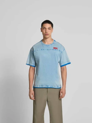 T-shirt o kroju relaxed fit z imitacji denimu Diesel Jeansowy niebieski