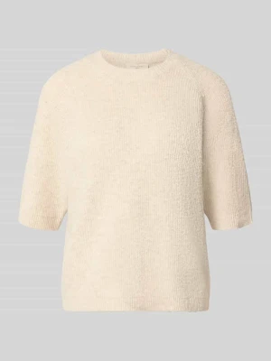 t-shirt o kroju relaxed fit z mieszanka wełny model 'Astrid' Freequent Beżowy
