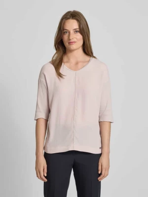 T-shirt o kroju relaxed fit z mieszanki bawełny i elastanu z ozdobnym szwem Marc Cain