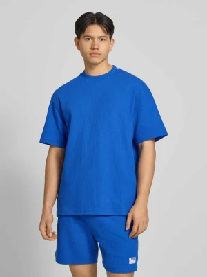 T-shirt o kroju relaxed fit z mieszanki bawełny model 'NUWAFFLE' Hugo Niebieski