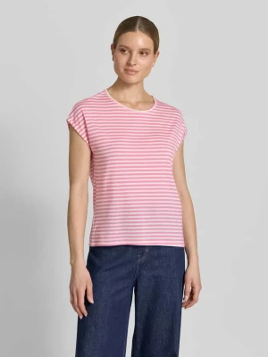t-shirt o kroju relaxed fit z mieszanki lyocellu model 'AVA' Vero Moda Mocnoróżowy