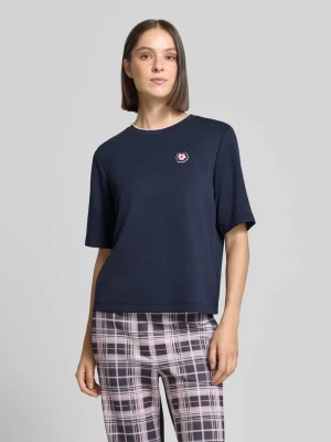 t-shirt o kroju relaxed fit z mieszanki wiskozy Marc Cain Granatowy