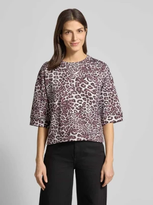 T-shirt o kroju relaxed fit z mieszanki wiskozy ze zwierzęcym nadrukiem na całej powierzchni Marc Cain