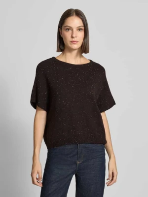 t-shirt o kroju relaxed fit z mieszanki żywej wełny w imitacji dzianiny LANIUS Bordowy