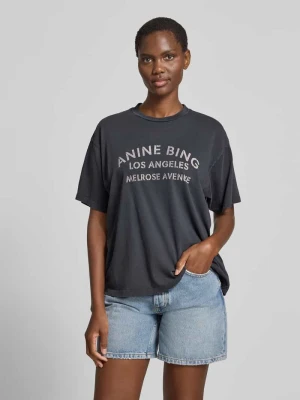 t-shirt o kroju relaxed fit z nadrukiem z logo Anine Bing Czarny