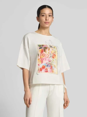 t-shirt o kroju relaxed fit z nadrukiem z logo Christian Berg Woman