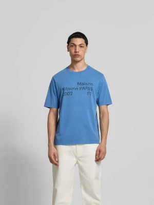 t-shirt o kroju relaxed fit z nadrukiem z logo Maison Kitsuné Niebieski