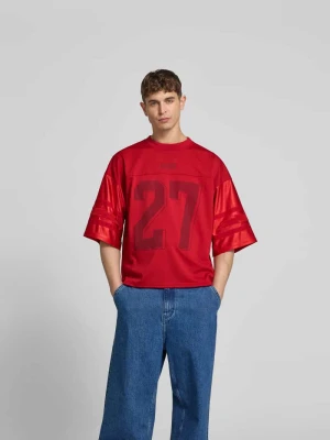 t-shirt o kroju relaxed fit z rękawem o dł. 3 / 4 Rhude Czerwony
