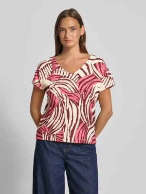 t-shirt o kroju relaxed fit ze wzorem na całej powierzchni s.Oliver Mocnoróżowy