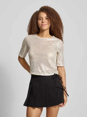 T-shirt o kroju shaped fit z cekinowym obszyciem model ‘JACK’ Pieces