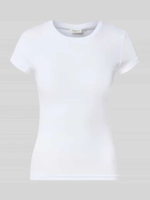 t-shirt o kroju skinny fit z mieszanki bawełny Gina Tricot Biały