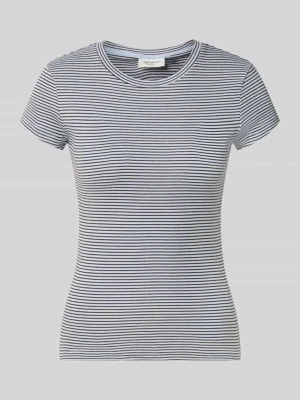 t-shirt o kroju skinny fit z mieszanki bawełny Gina Tricot Jasnoniebieski
