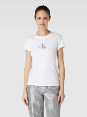 T-shirt o kroju slim fit z cekinowym obszyciem model ‘SEQUIN’ Calvin Klein Jeans