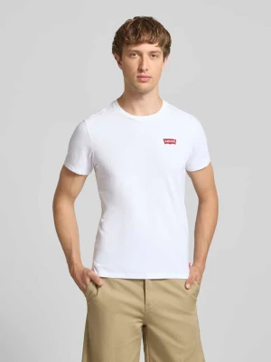 t-shirt o kroju slim fit z czystej bawełny model '2PK CREWNECK GRAPHIC' Levi's Czarny