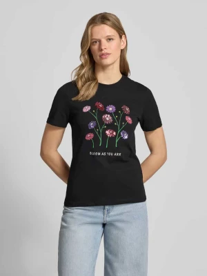 t-shirt o kroju slim fit z czystej bawełny model 'KITA' Only Czarny