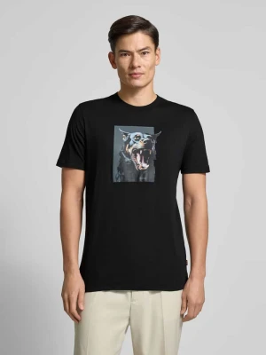 T-shirt o kroju slim fit z czystej bawełny model ‘TE_DOBERMANN’ Boss Orange