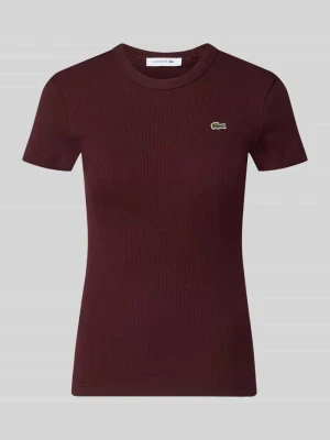t-shirt o kroju slim fit z czystej bawełny model 'TF5538' Lacoste Bordowy
