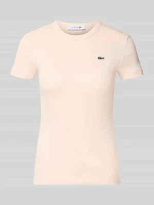 t-shirt o kroju slim fit z czystej bawełny model 'TF5538' Lacoste Jasnoróżowy