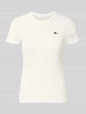 t-shirt o kroju slim fit z czystej bawełny model 'TF5538' Lacoste Złamany biały