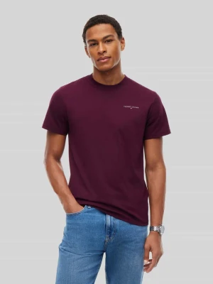 t-shirt o kroju slim fit z czystej bawełny Tommy Jeans Bordowy