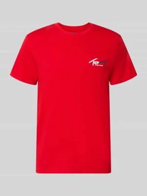 T-shirt o kroju slim fit z czystej bawełny Tommy Jeans Czerwony