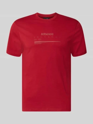 t-shirt o kroju slim fit z czystej bawełny z nadrukiem z logo Armani Exchange Czerwony