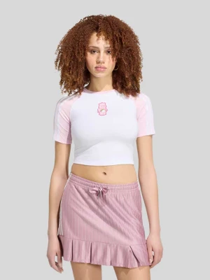 t-shirt o kroju slim fit z czystej bawełny z naszywką adidas Originals Fioletowy