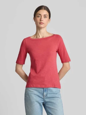T-shirt o kroju slim fit z dekoltem w łódkę Tom Tailor