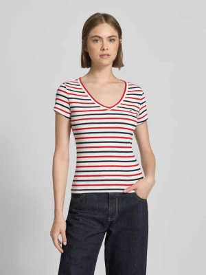 T-shirt o kroju Slim Fit z dekoltem w serek Tommy Jeans