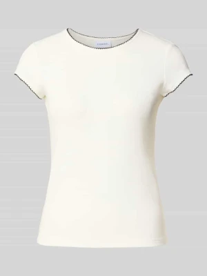 t-shirt o kroju slim fit z dodatkiem wiskozy comma Złamany biały
